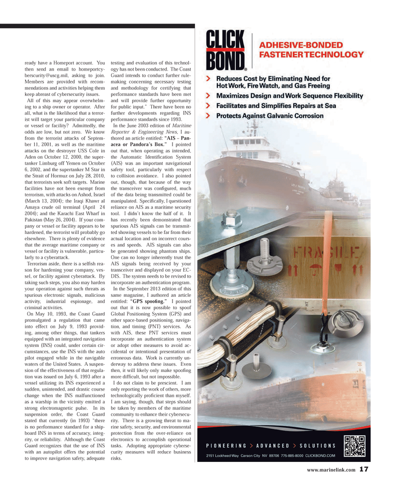 Maritime Reporter Magazine, page 17,  Dec 2013