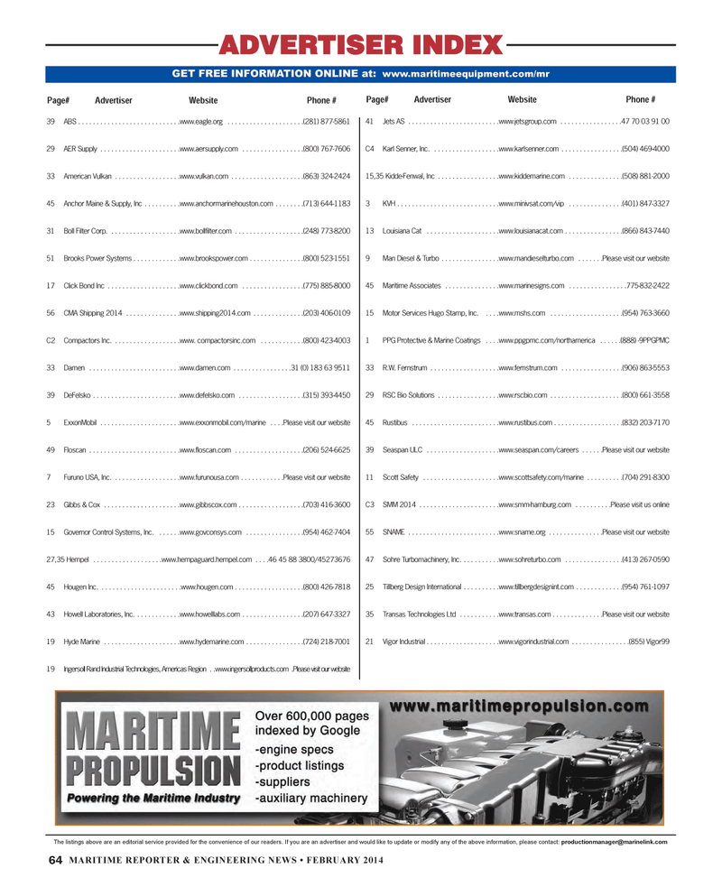 Maritime Reporter Magazine, page 64,  Feb 2014