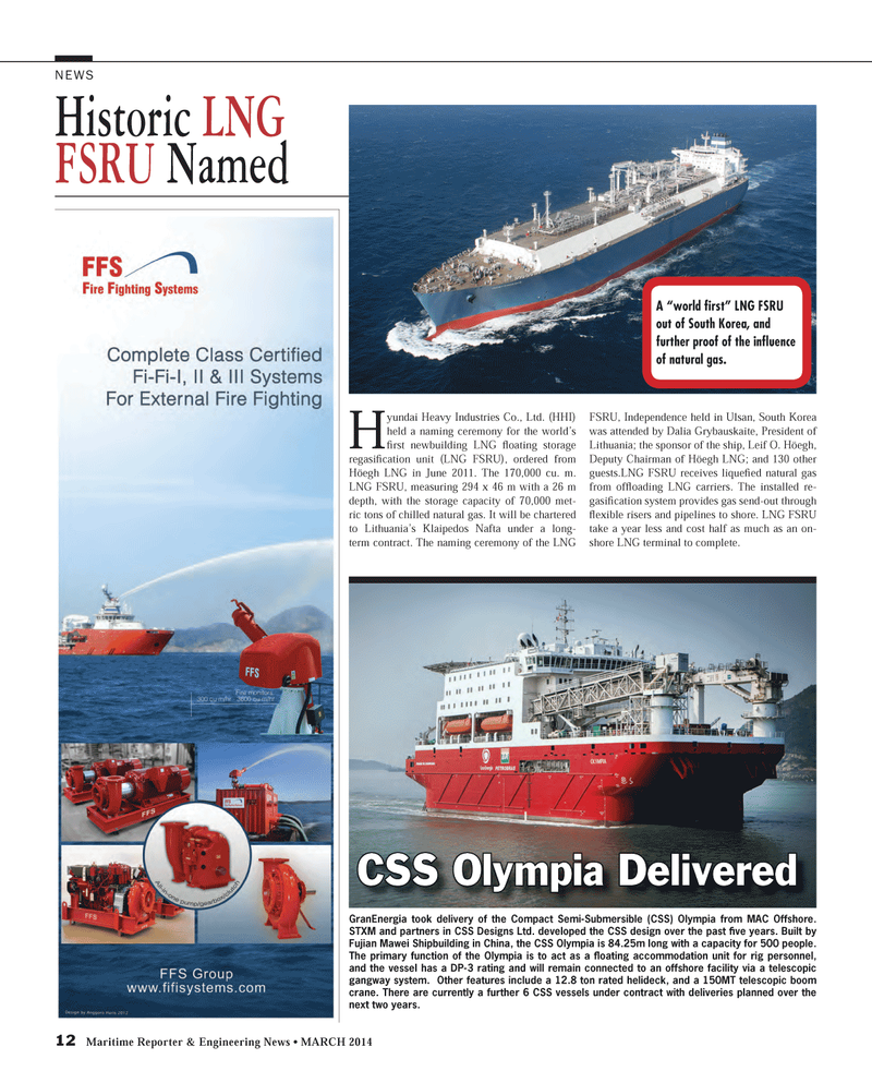 Maritime Reporter Magazine, page 12,  Mar 2014
