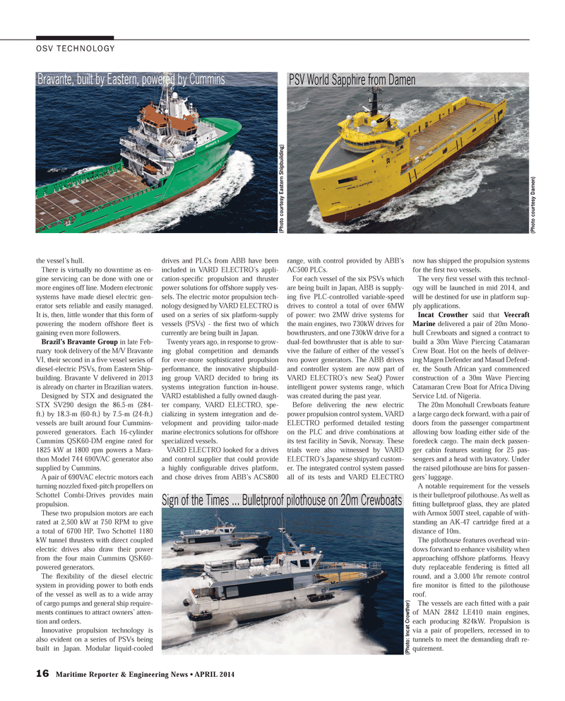 Maritime Reporter Magazine, page 16,  Apr 2014