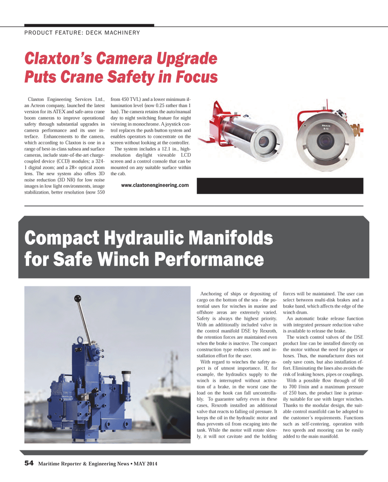 Maritime Reporter Magazine, page 54,  May 2014