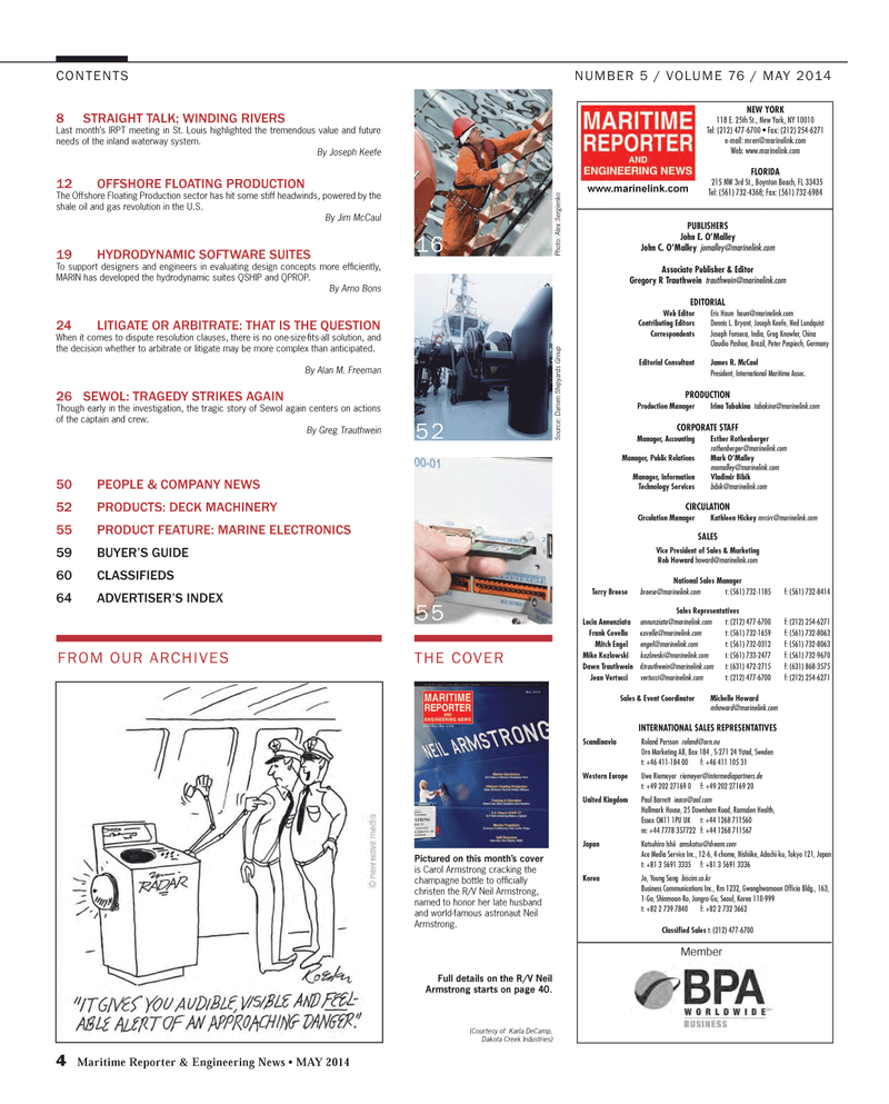 Maritime Reporter Magazine, page 4,  May 2014