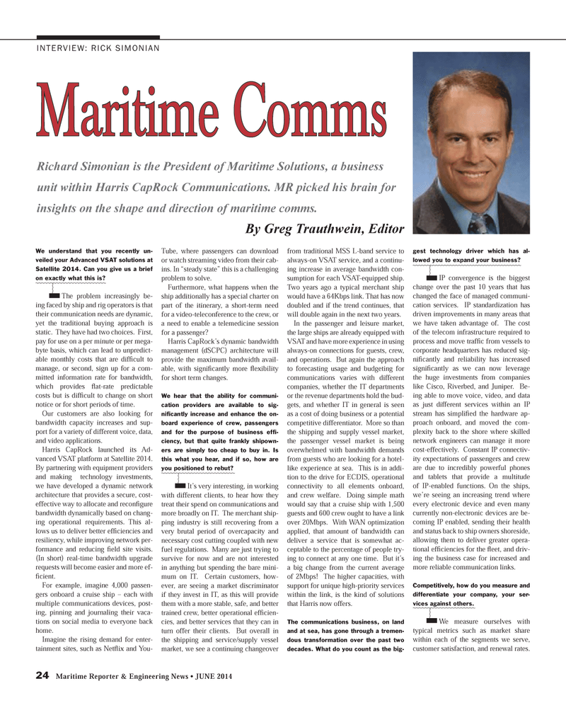 Maritime Reporter Magazine, page 24,  Jun 2014