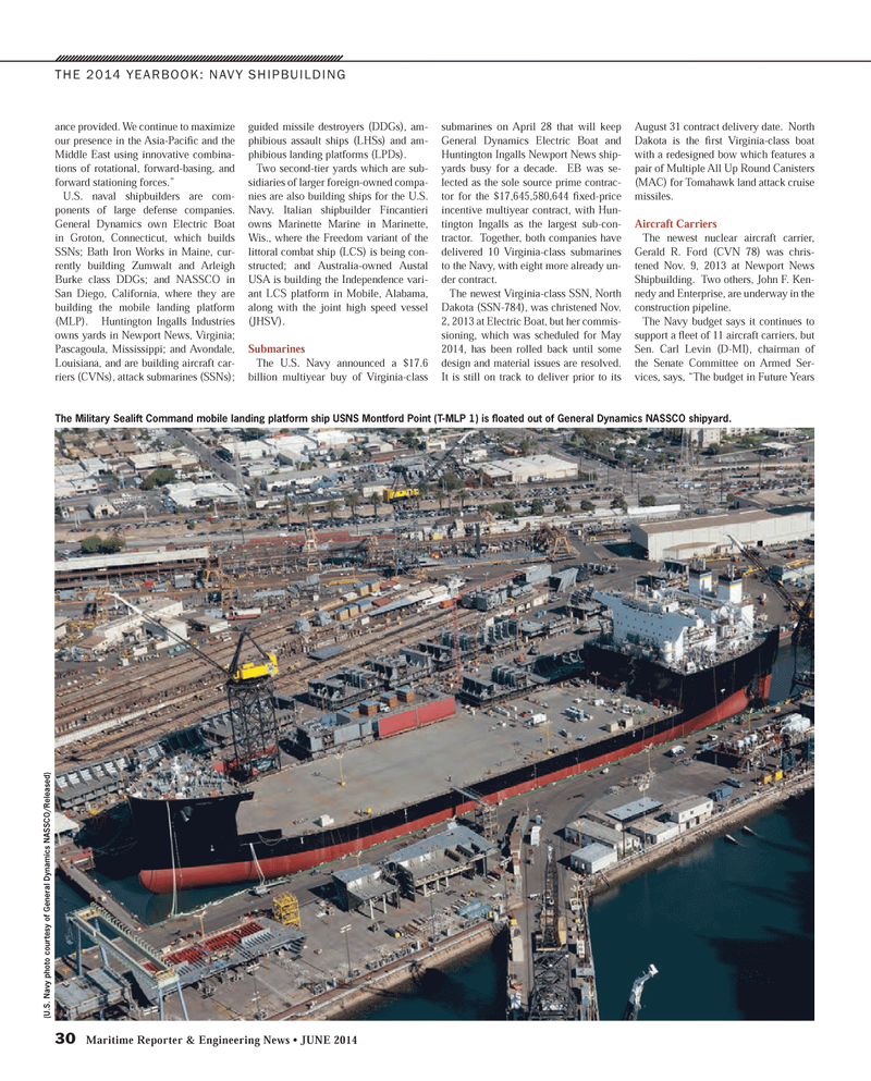 Maritime Reporter Magazine, page 30,  Jun 2014