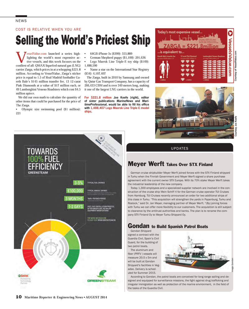 Maritime Reporter Magazine, page 10,  Aug 2014