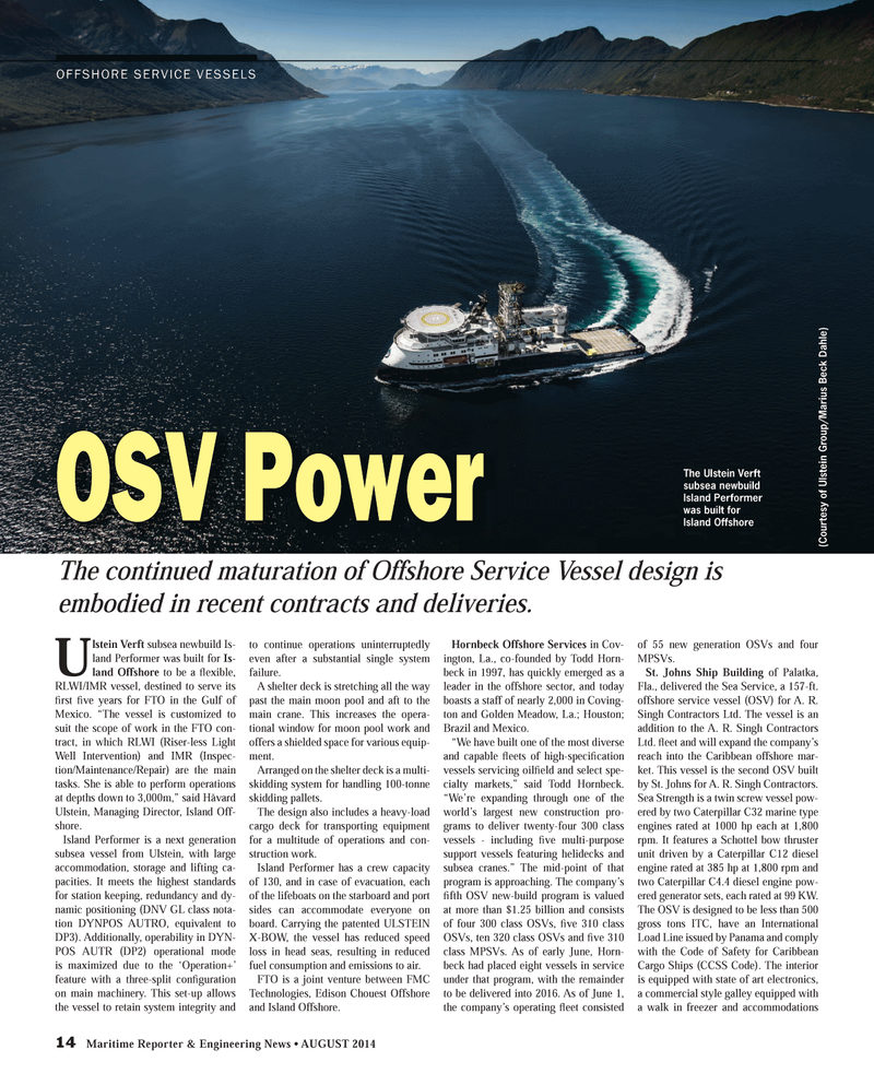 Maritime Reporter Magazine, page 14,  Aug 2014