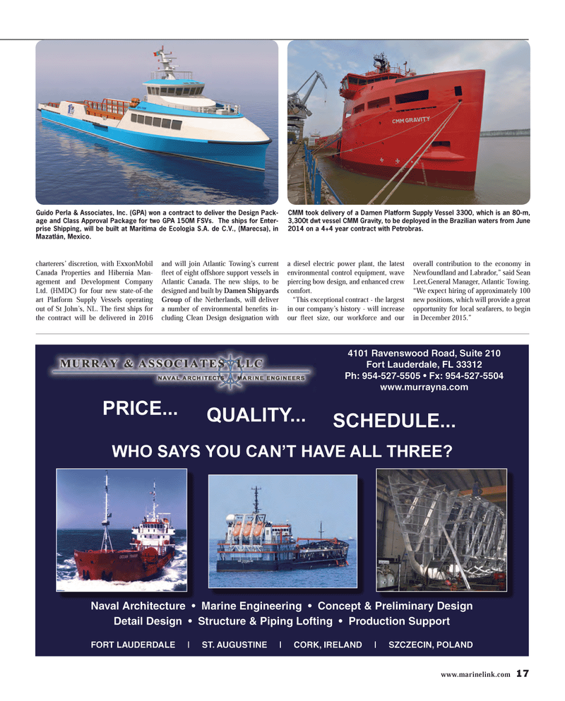 Maritime Reporter Magazine, page 17,  Aug 2014