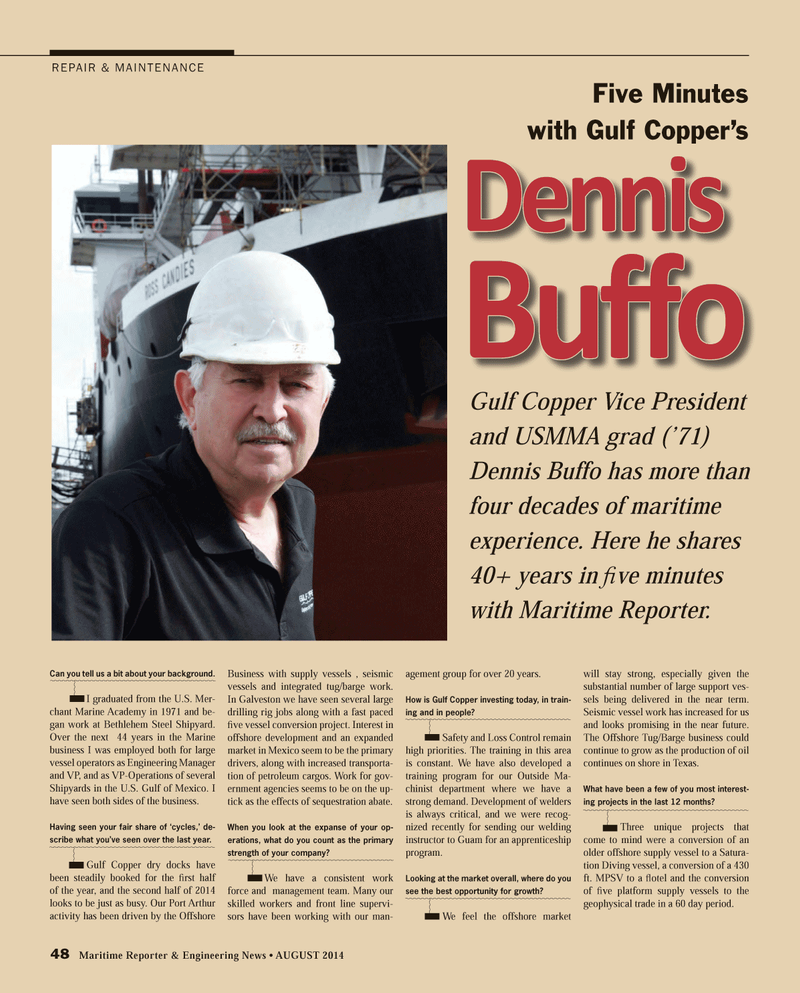 Maritime Reporter Magazine, page 48,  Aug 2014