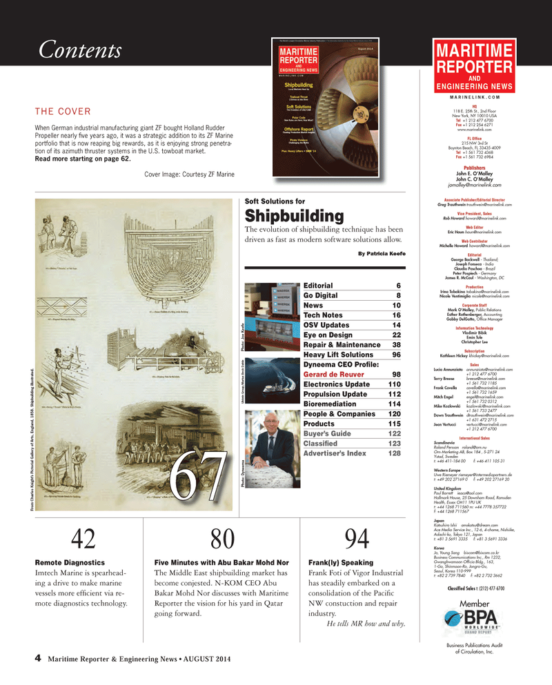 Maritime Reporter Magazine, page 4,  Aug 2014