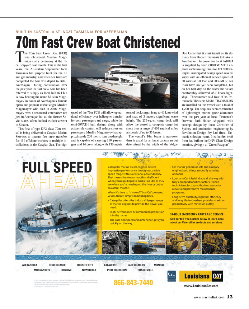 Maritime Reporter Magazine, page 13,  Oct 2014