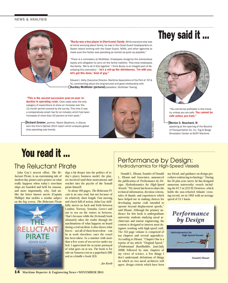 Maritime Reporter Magazine, page 14,  Nov 2014