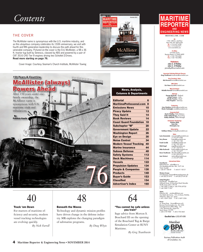 Maritime Reporter Magazine, page 4,  Nov 2014