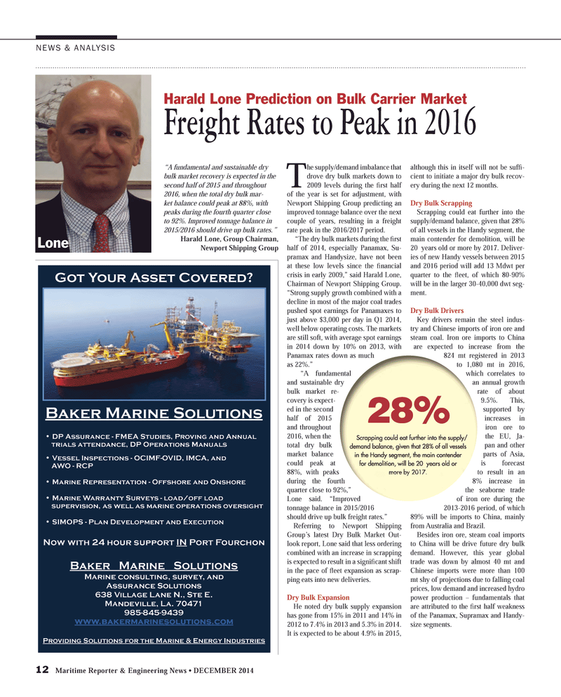 Maritime Reporter Magazine, page 12,  Dec 2014
