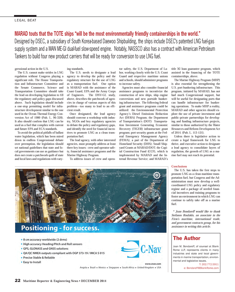 Maritime Reporter Magazine, page 22,  Dec 2014