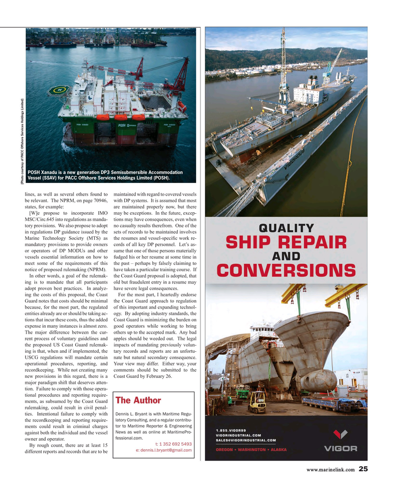 Maritime Reporter Magazine, page 25,  Jan 2015