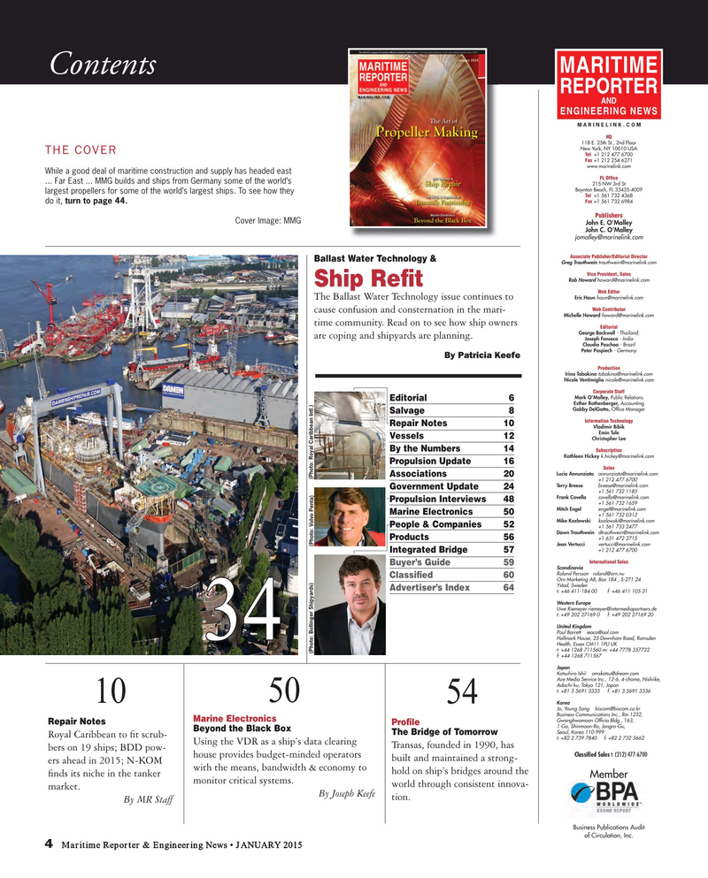 Maritime Reporter Magazine, page 4,  Jan 2015