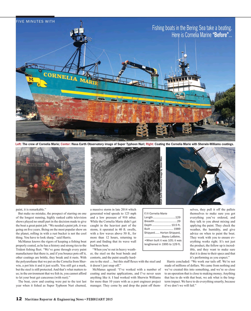 Maritime Reporter Magazine, page 12,  Feb 2015