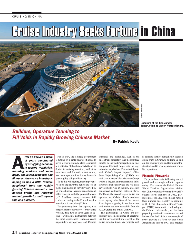 Maritime Reporter Magazine, page 24,  Feb 2015
