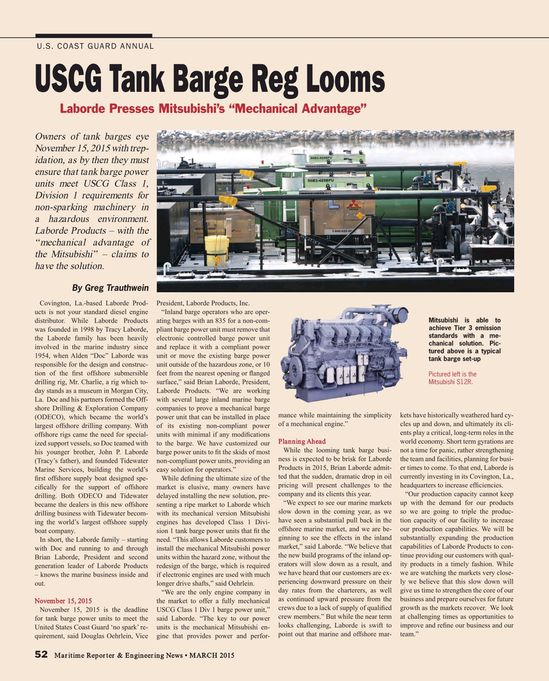 Maritime Reporter Magazine, page 52,  Mar 2015