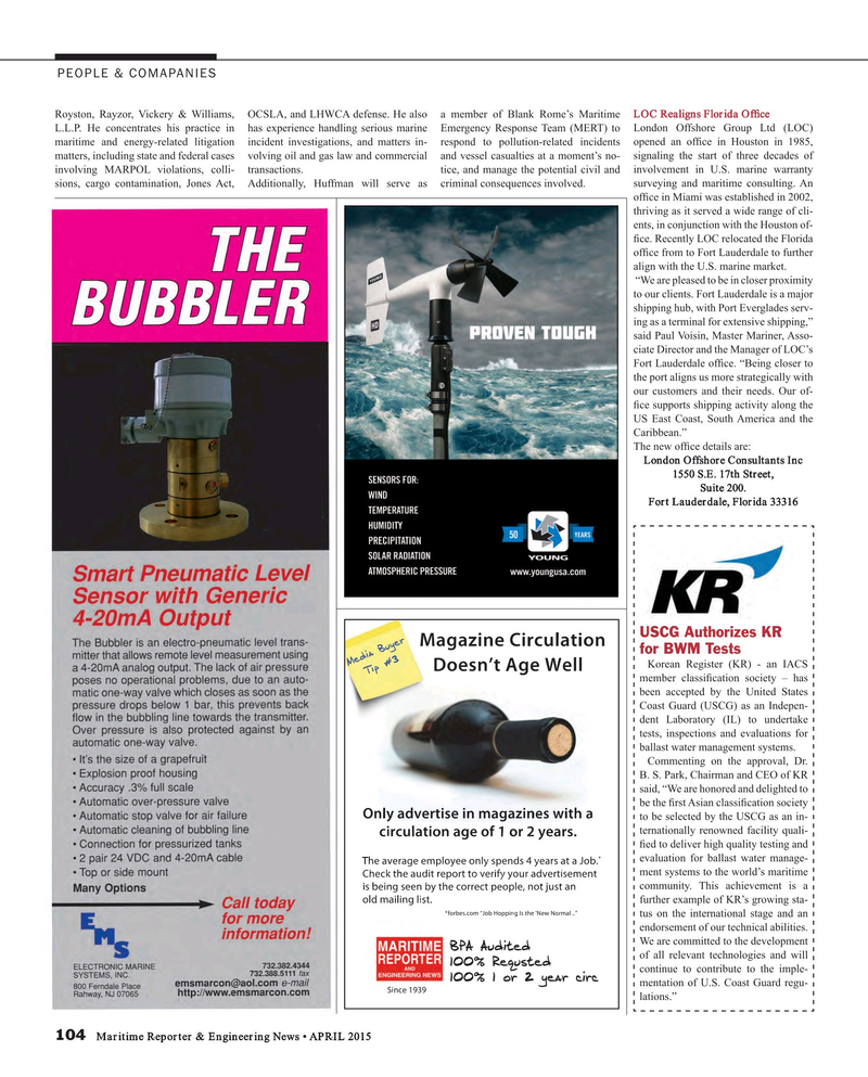 Maritime Reporter Magazine, page 104,  Apr 2015