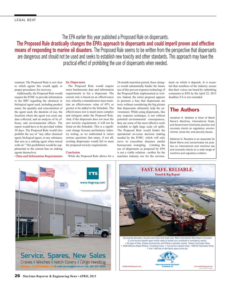 Maritime Reporter Magazine, page 26,  Apr 2015
