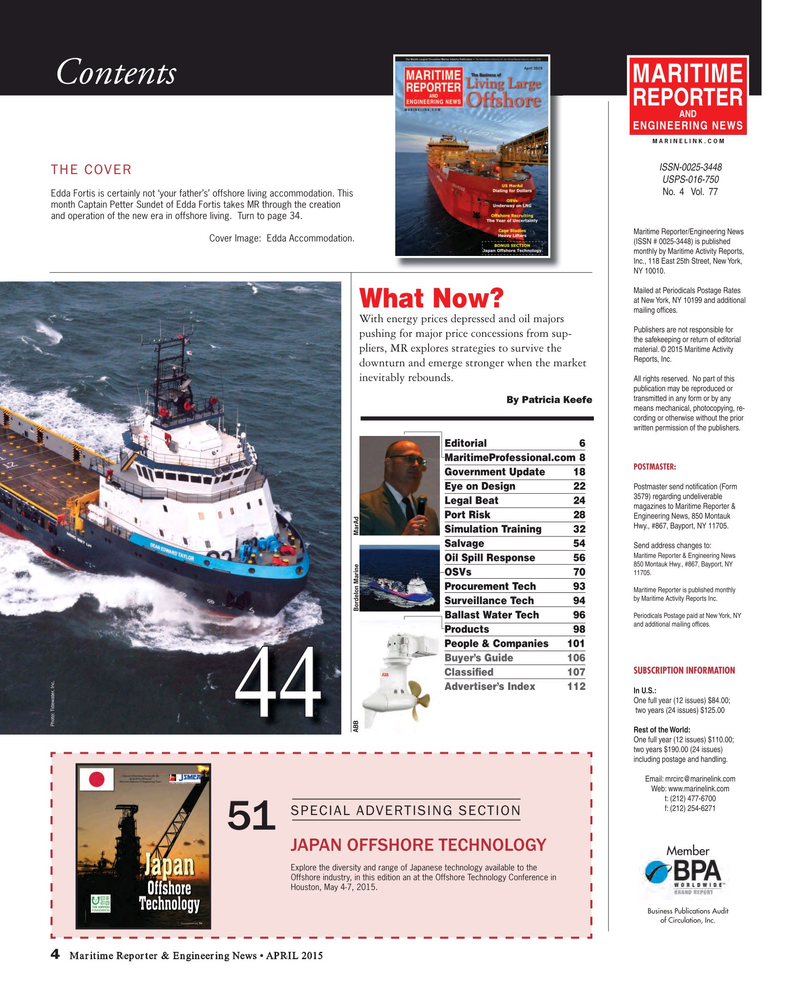 Maritime Reporter Magazine, page 4,  Apr 2015