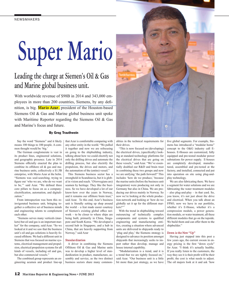 Maritime Reporter Magazine, page 12,  Jun 2015