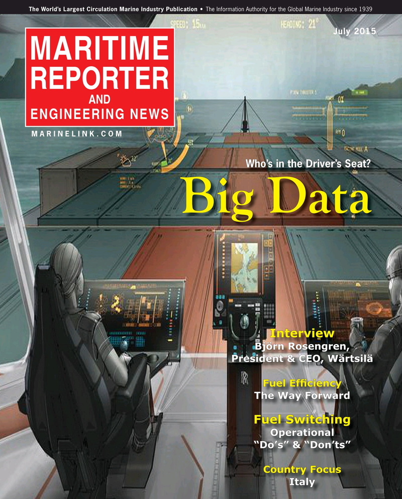 Maritime Reporter Magazine Cover Jul 2015 - Marine Communications Edition