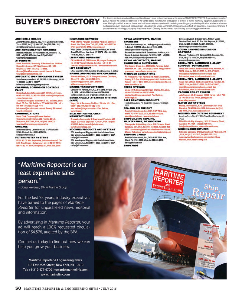 Maritime Reporter Magazine, page 50,  Jul 2015