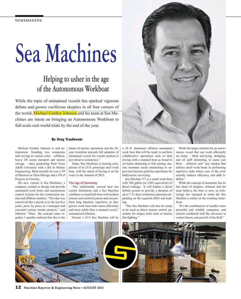 Maritime Reporter Magazine, page 12,  Aug 2015
