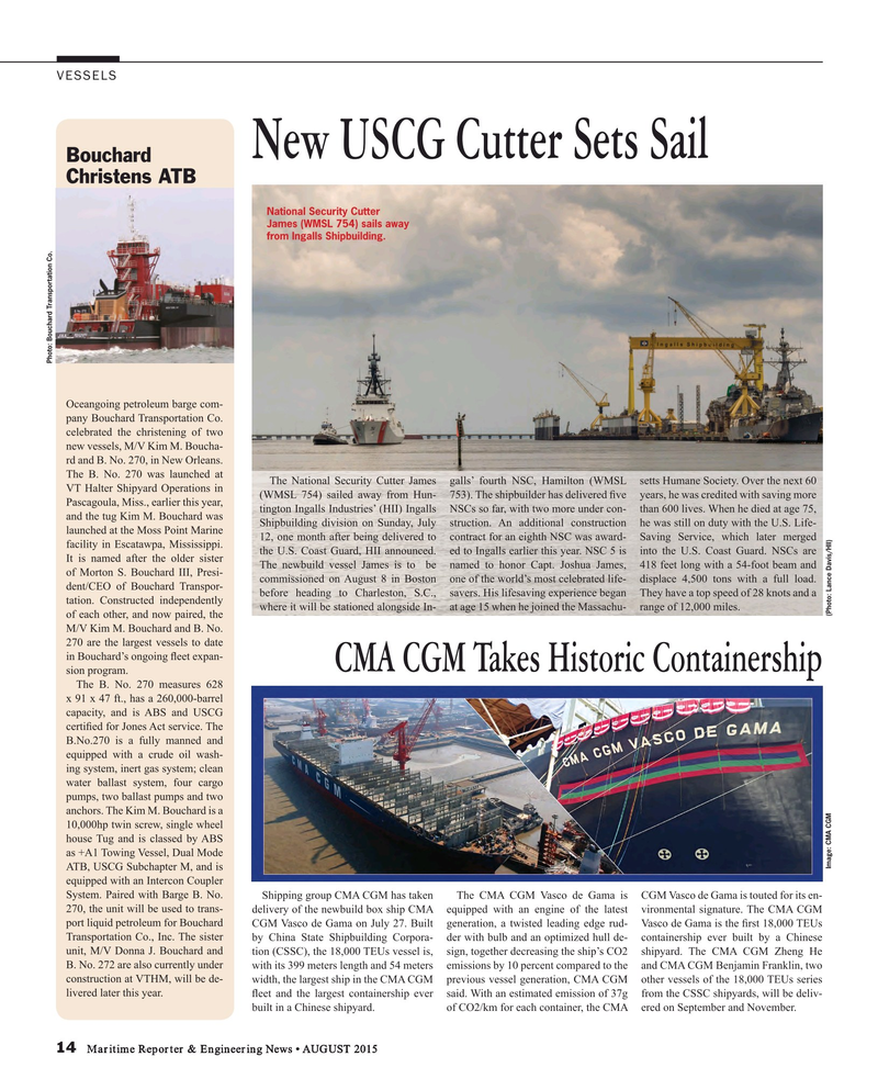 Maritime Reporter Magazine, page 14,  Aug 2015