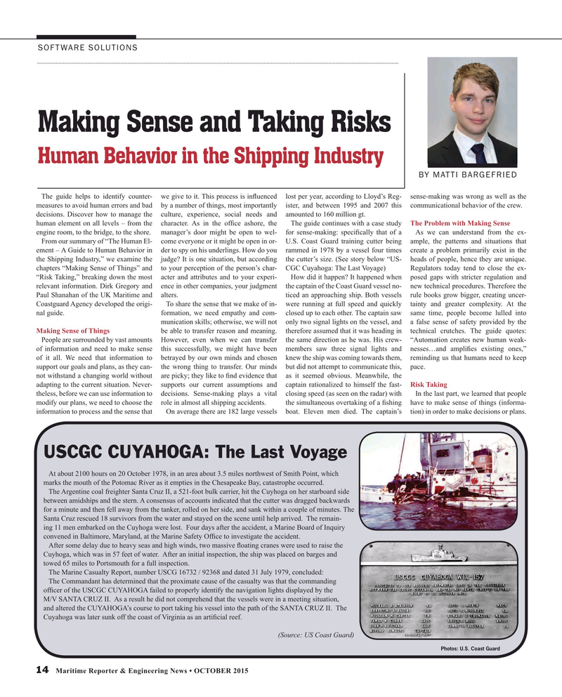 Maritime Reporter Magazine, page 14,  Oct 2015