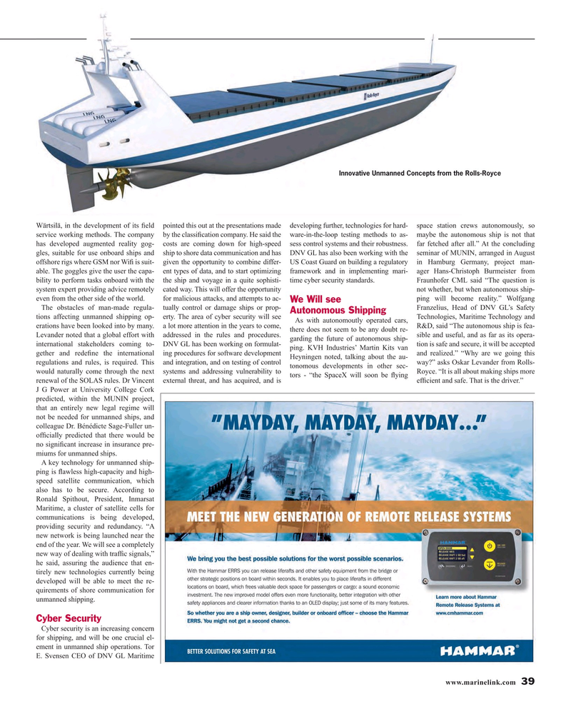 Maritime Reporter Magazine, page 39,  Oct 2015