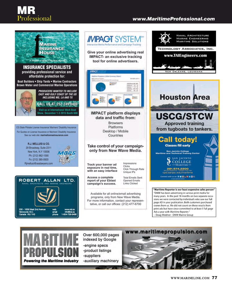 Maritime Reporter Magazine, page 77,  Oct 2015