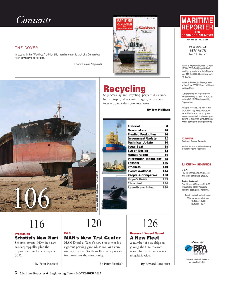 Maritime Reporter Magazine, page 6,  Nov 2015