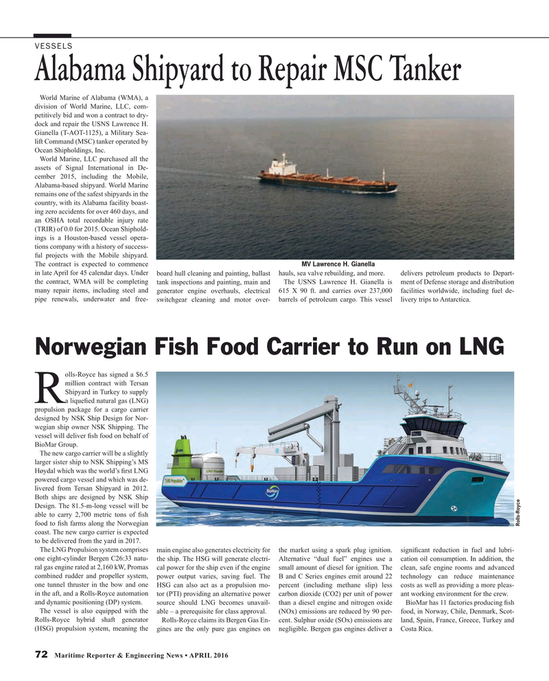 Maritime Reporter Magazine, page 72,  Apr 2016