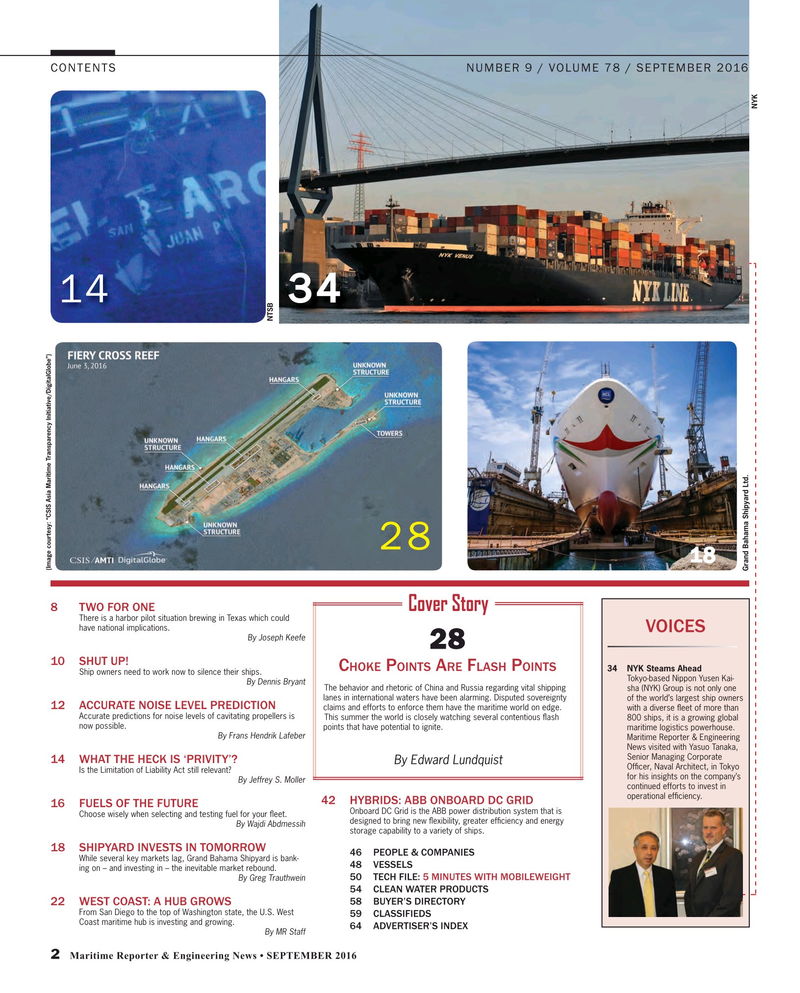 Maritime Reporter Magazine, page 2,  Sep 2016