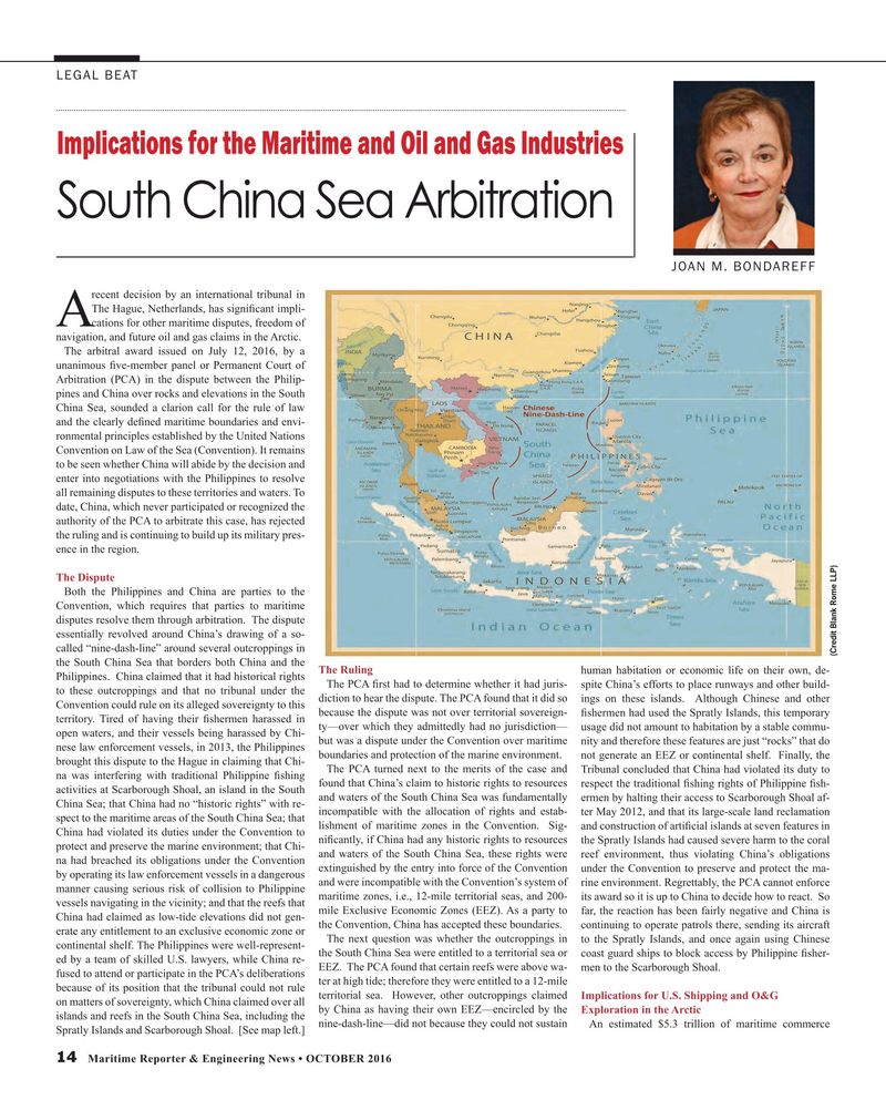 Maritime Reporter Magazine, page 14,  Oct 2016