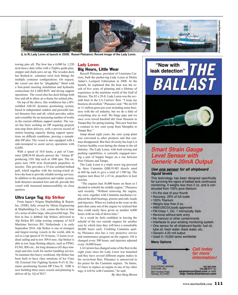 Maritime Reporter Magazine, page 111,  Nov 2016
