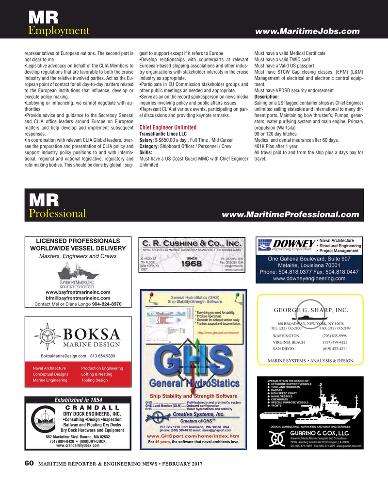 Maritime Reporter Magazine, page 60,  Feb 2017