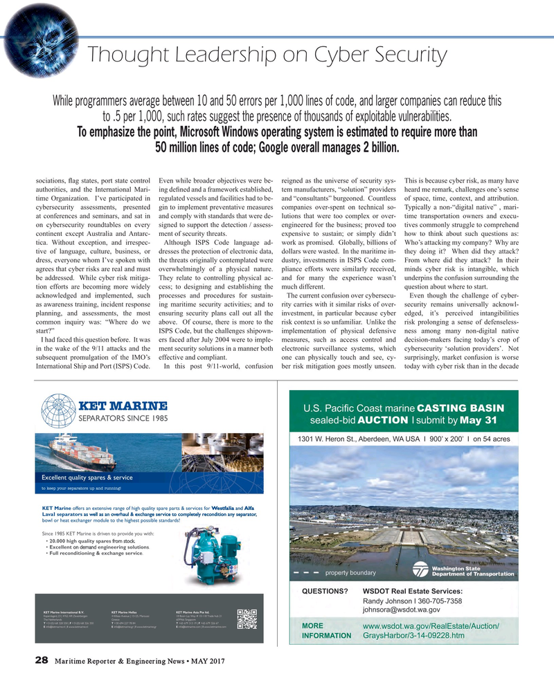 Maritime Reporter Magazine, page 28,  May 2017