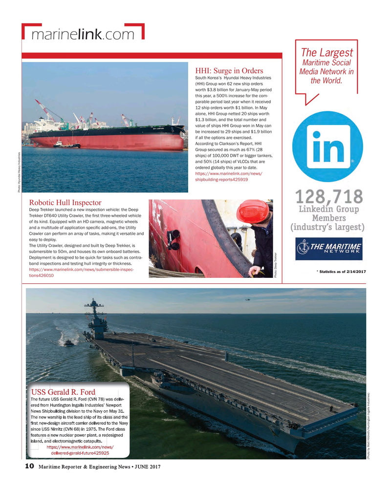 Maritime Reporter Magazine, page 10,  Jun 2017