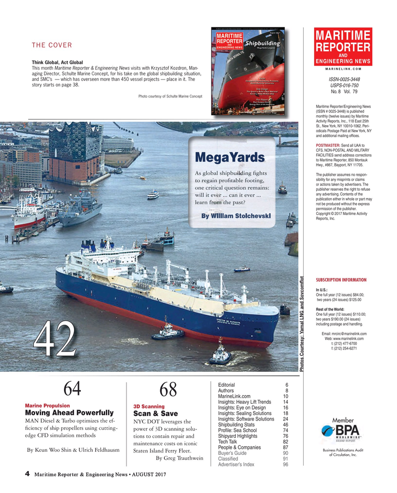 Maritime Reporter Magazine, page 4,  Aug 2017