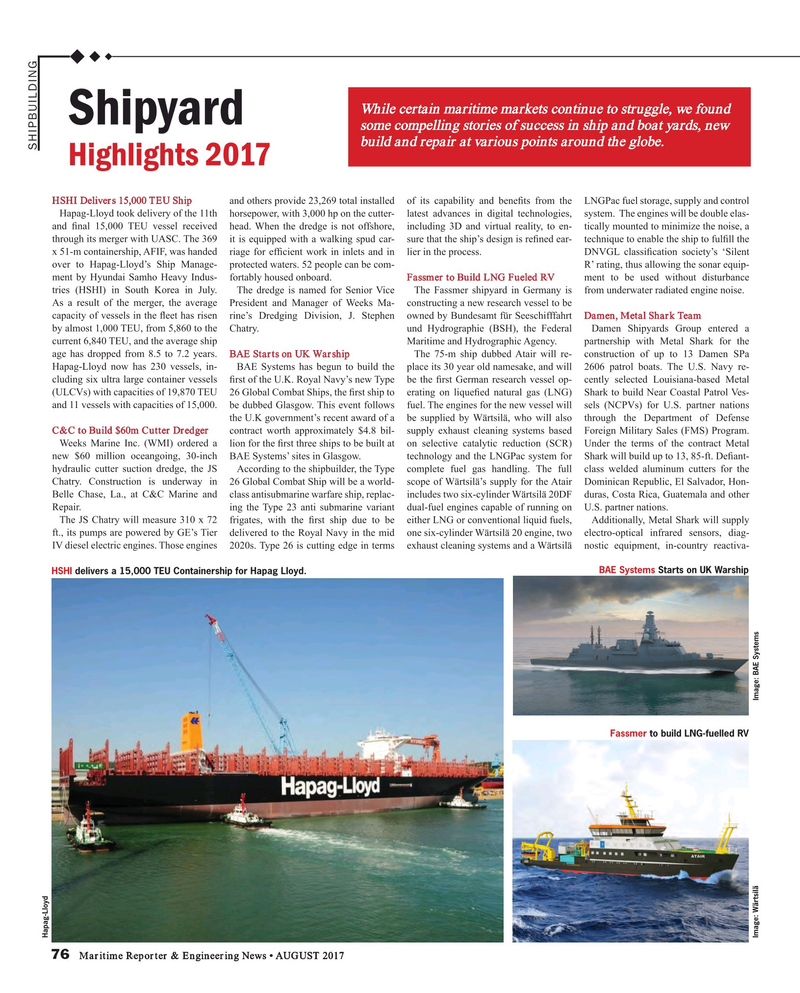 Maritime Reporter Magazine, page 76,  Aug 2017