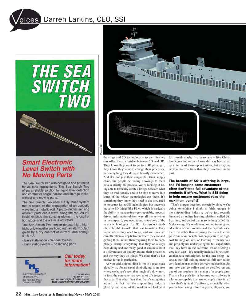 Maritime Reporter Magazine, page 22,  May 2018