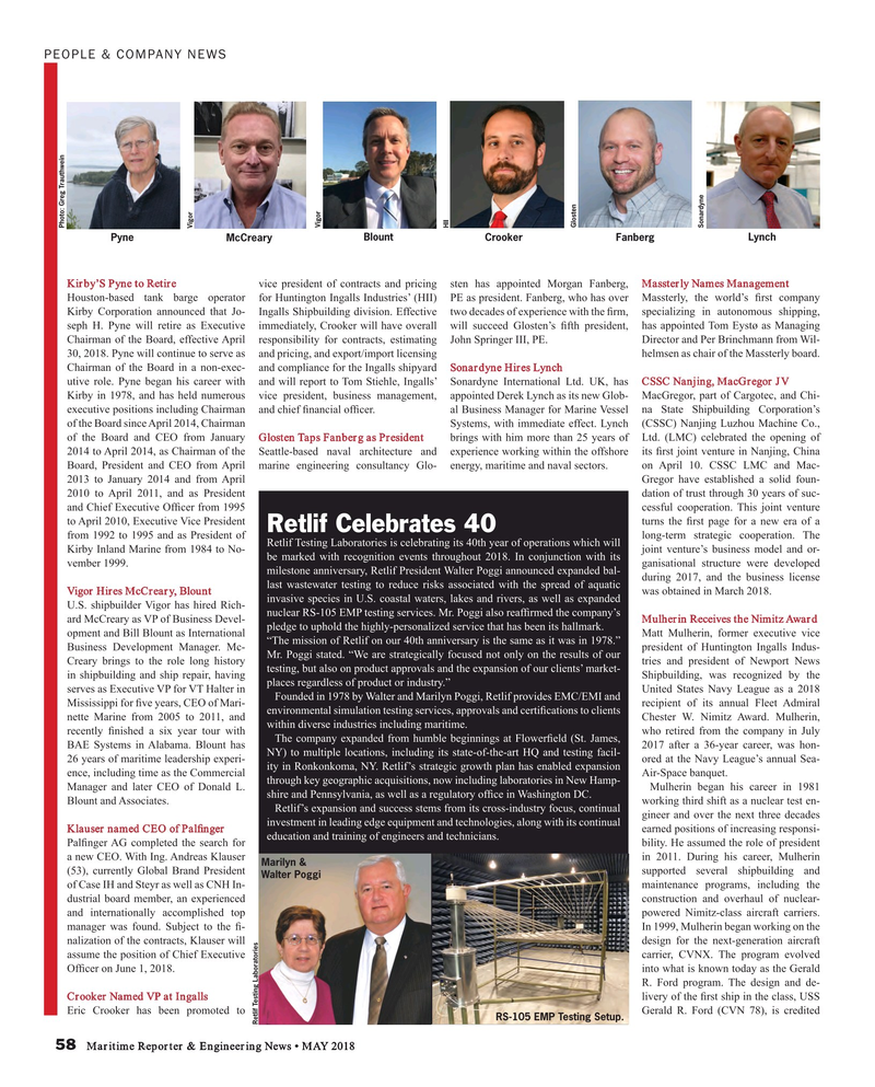 Maritime Reporter Magazine, page 58,  May 2018