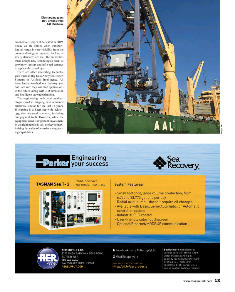 Maritime Reporter Magazine, page 13,  Jun 2018