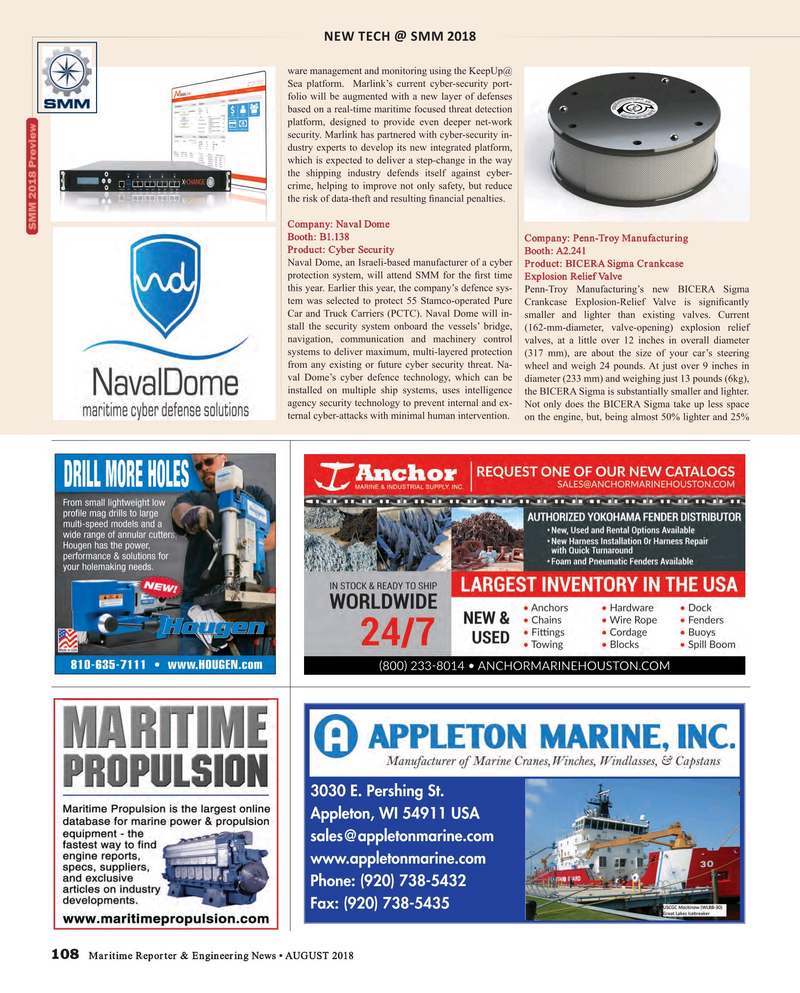 Maritime Reporter Magazine, page 108,  Aug 2018