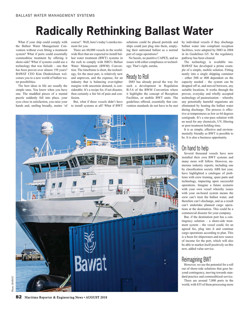 Maritime Reporter Magazine, page 82,  Aug 2018