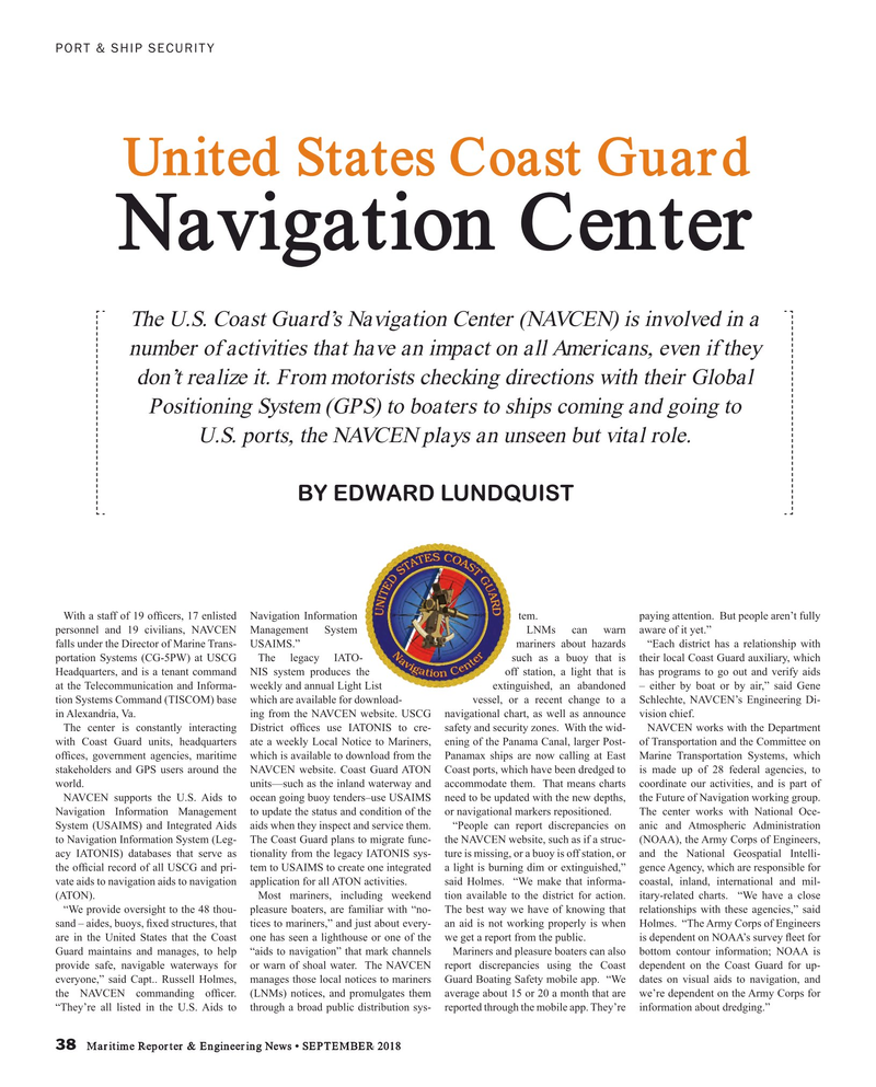 Maritime Reporter Magazine, page 38,  Sep 2018